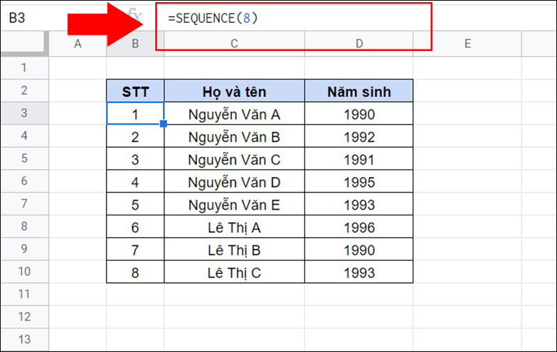 [Video] Cách sử dụng hàm SEQUENCE trong Google Sheets
